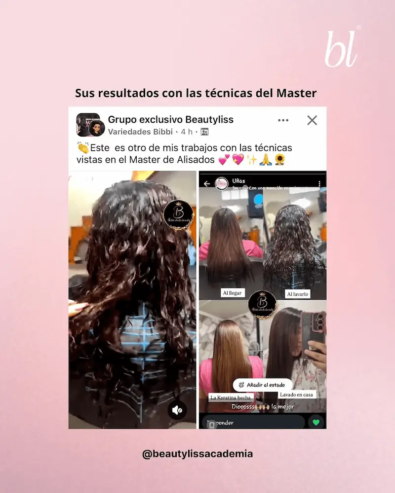Resultado de alisado profesional realizado por alumna Beautyliss